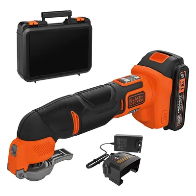 Акумулаторен мултифункционален инструмент Black & Decker с 1 батерия и зарядно, 18 V, 2 Ah, 8000-18 000 вибр./мин, BDCOS18D1K